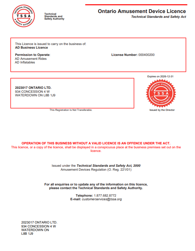 tts TSSA License